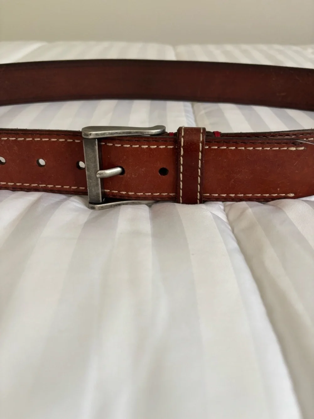 Men's Brown Leather Belt with Silver Buckle by Relic size 40 - Picture 1 of 9